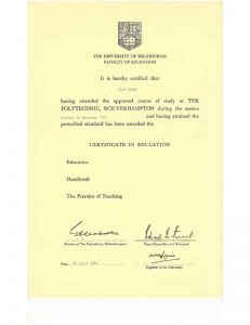 Certificate of Education