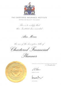 Chartered Financial Planner certificate from the Chartered Insurance Institute