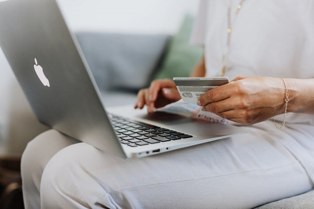 Woman spending money online
