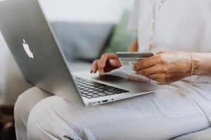 Woman spending money online