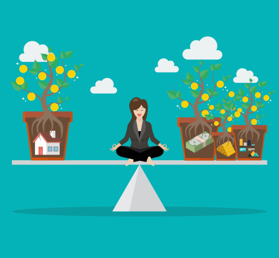 Woman considering balancing her diversification options