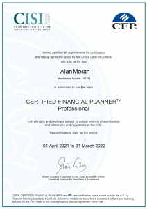 Certified Financial Planner certificate 
