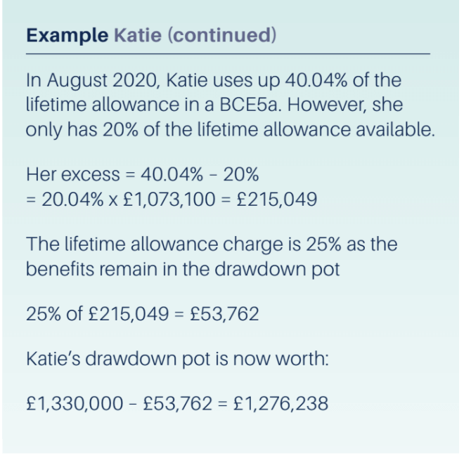 Example of lifetime allowance continued