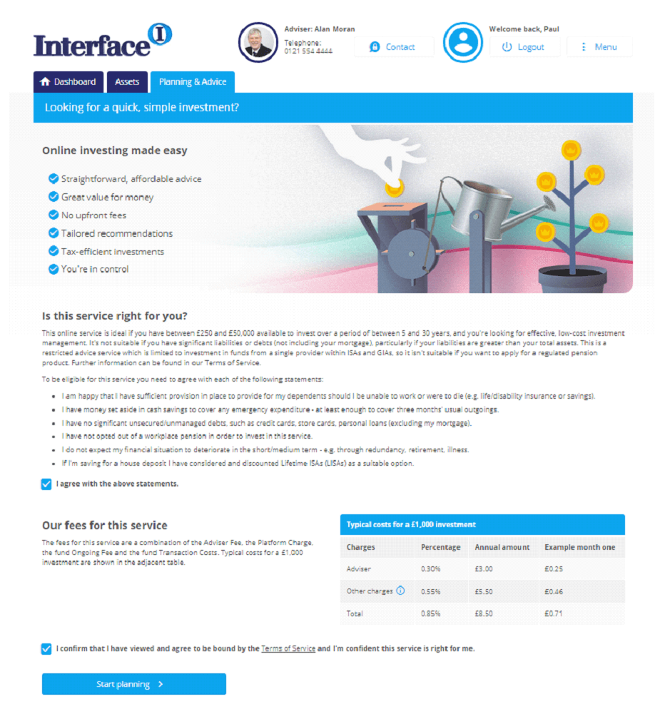 Robo Advice Financial Portal with Intelligent Office 